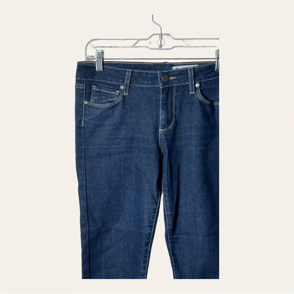 0706. PAIGE PEG SKINNY JEANS DARK WASH IN COLOR RAW HEM SIZE SEE MEASUREMENTS - Picture 3 of 10